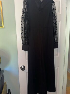 SHEIN Black Star Mesh Sleeve Jumpsuit